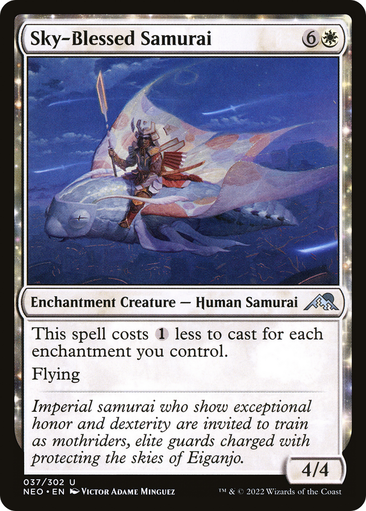 Sky-Blessed Samurai (NEO-037)  - Kamigawa: Neon Dynasty: (enchantment)