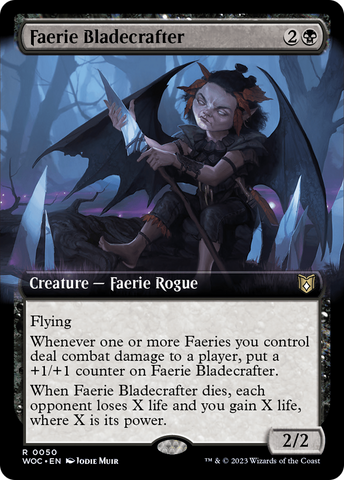 Faerie Bladecrafter (Extended Art) (WOC-050)  - Wilds of Eldraine Commander: (Extended Art)