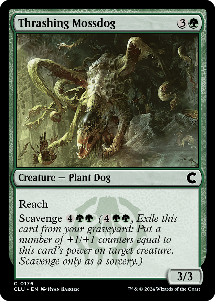 Thrashing Mossdog (CLU-176)  - Ravnica: Clue Edition