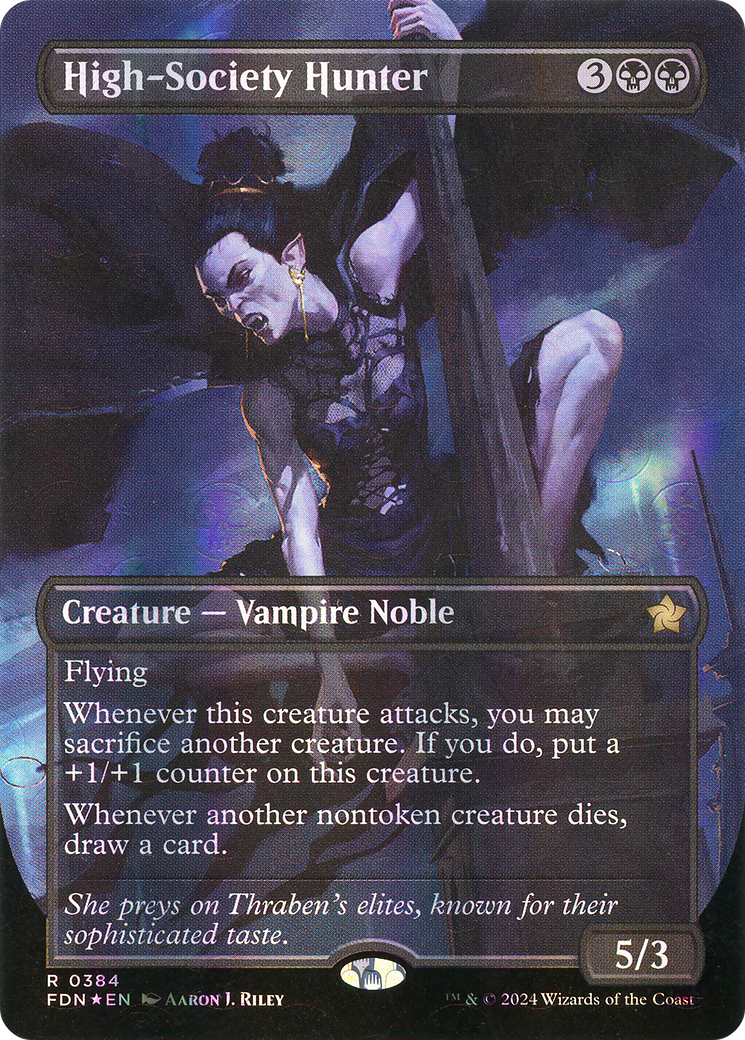 High-Society Hunter (Borderless) (Mana Foil) (FDN-384)  Foil - Foundations