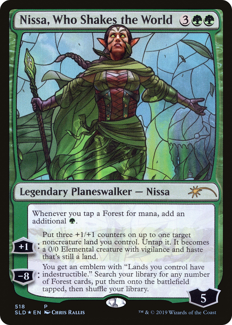 Nissa, Who Shakes the World (Stained Glass) (SLD-518)  Foil - Secret Lair Drop