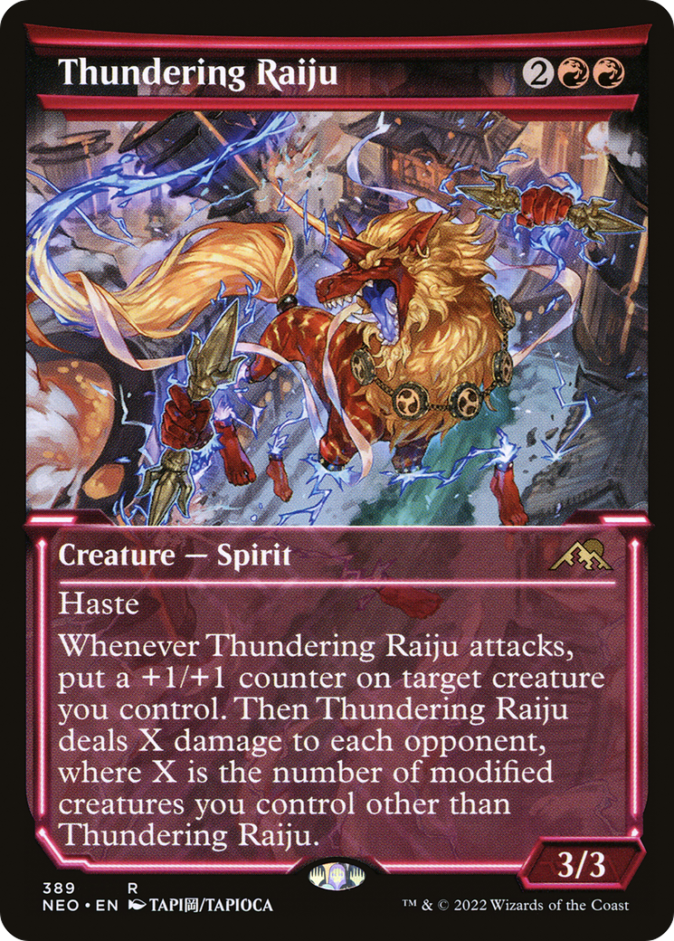 Thundering Raiju (Showcase) (NEO-389)  - Kamigawa: Neon Dynasty: (Showcase)