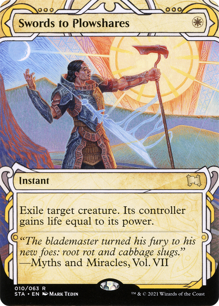 Swords to Plowshares (STA-010)  Foil - Strixhaven Mystical Archive: (Showcase) (Borderless)