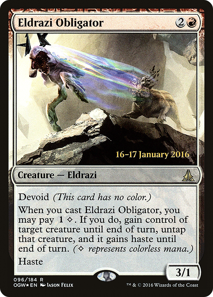 Eldrazi Obligator (PRE-096)  Foil - Oath of the Gatewatch Promos: (devoid)