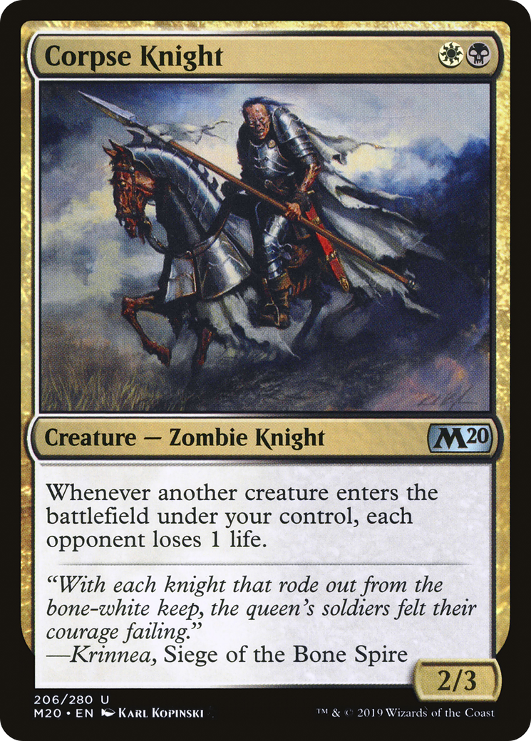 Corpse Knight (2/3 Misprint) (M20-206)  - Core Set 2020