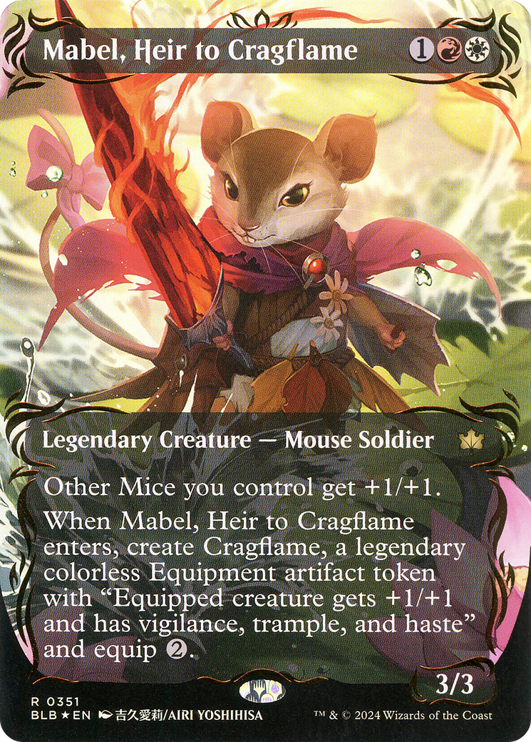 Mabel, Heir to Cragflame (Borderless) (Raised Foil) (BLB-351)  Foil - Bloomburrow: (Showcase)