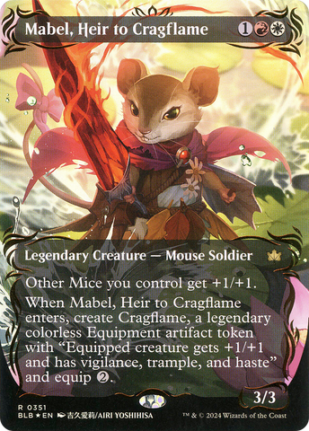 Mabel, Heir to Cragflame (Borderless) (Raised Foil) (BLB-351) - Bloomburrow: (Showcase) (Borderless) Foil