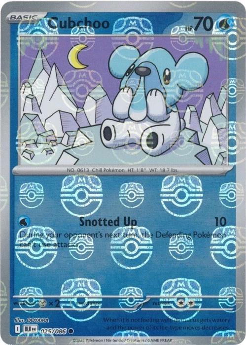 Cubchoo (Master Ball Pattern) 025/086  - Holofoil SV Black Bolt - Common