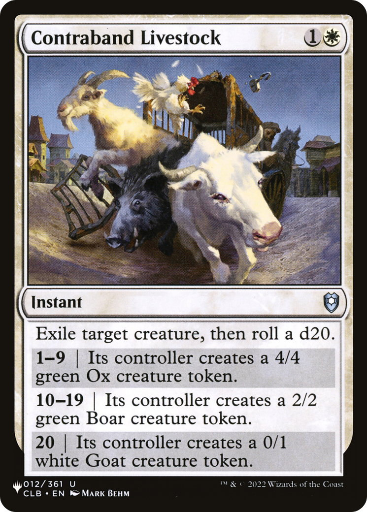 Contraband Livestock (LIST-CLB-12)  - The List