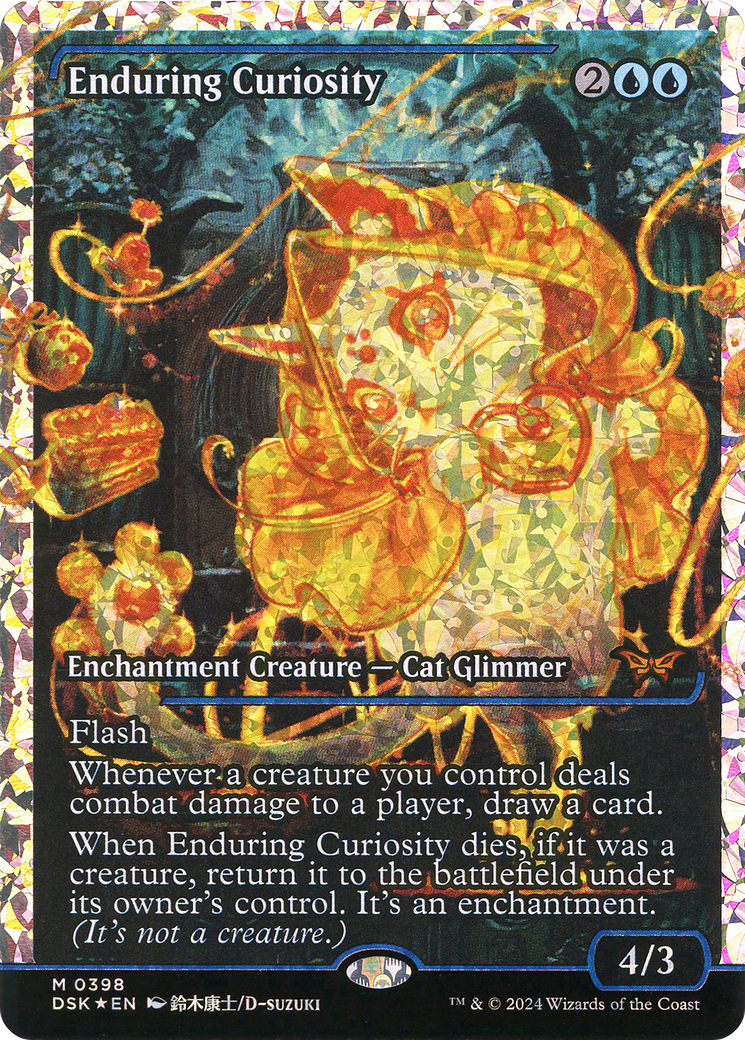 Enduring Curiosity (Showcase) (Fracture Foil) (DSK-398)  Foil - Duskmourn: House of Horror: (Showcase)