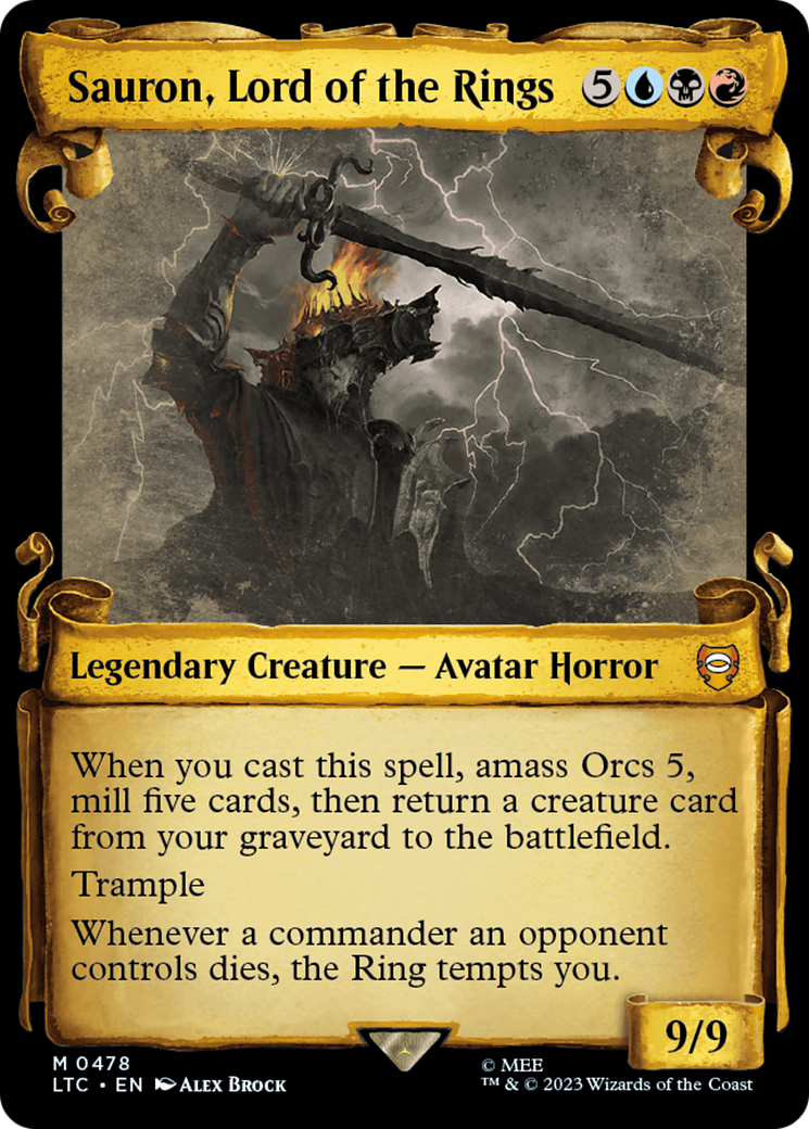 Sauron, Lord of the Rings (Showcase Scrolls) (LTC-478)  Foil - Tales of Middle-earth Commander: (Showcase)