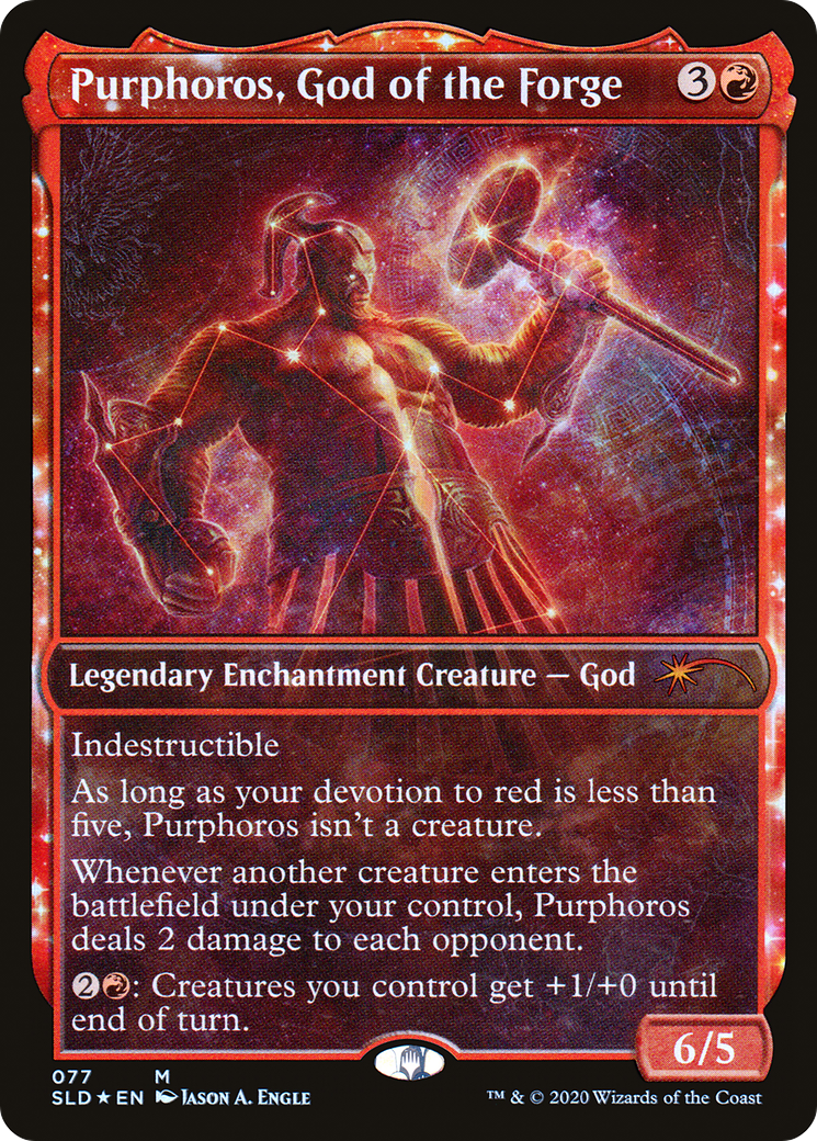 Purphoros, God of the Forge (SLD-077)  Foil - Secret Lair Drop: (enchantment, Showcase)