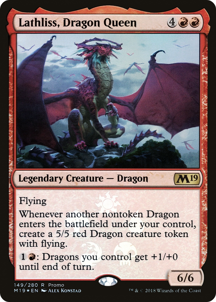 Lathliss, Dragon Queen (MEDIA-149★) - Core Set 2019 Promos Foil