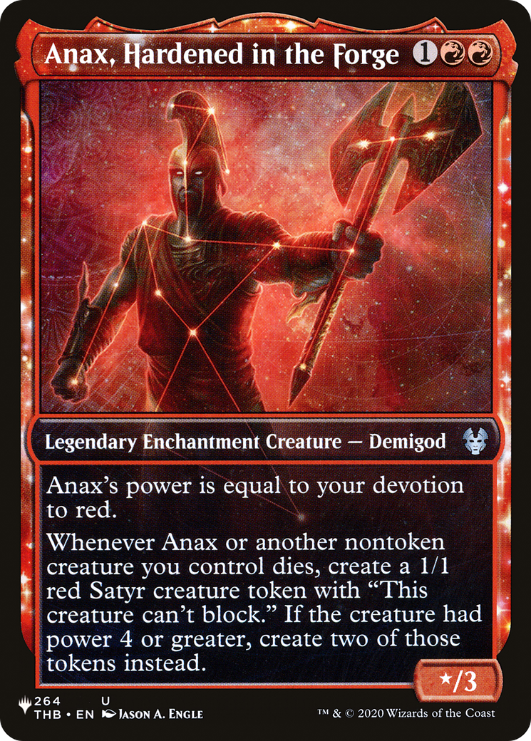 Anax, Hardened in the Forge (Showcase) (LIST-THB-264)  - The List: (enchantment, Showcase)