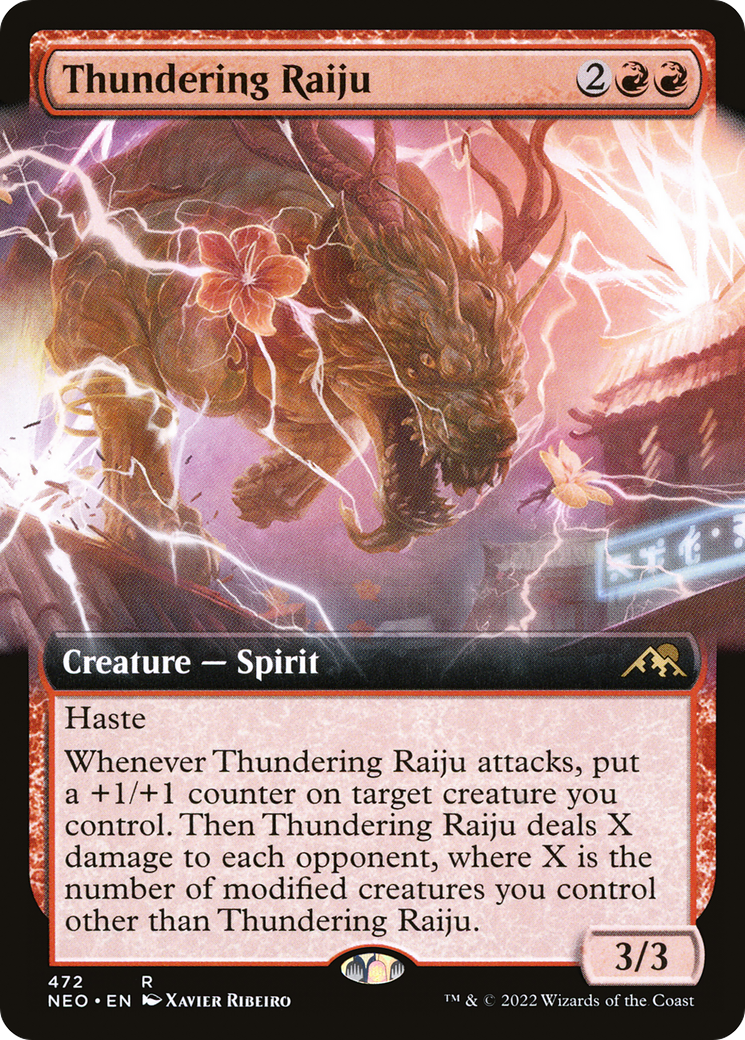Thundering Raiju (Extended Art) (NEO-472)  Foil - Kamigawa: Neon Dynasty: (Extended Art)