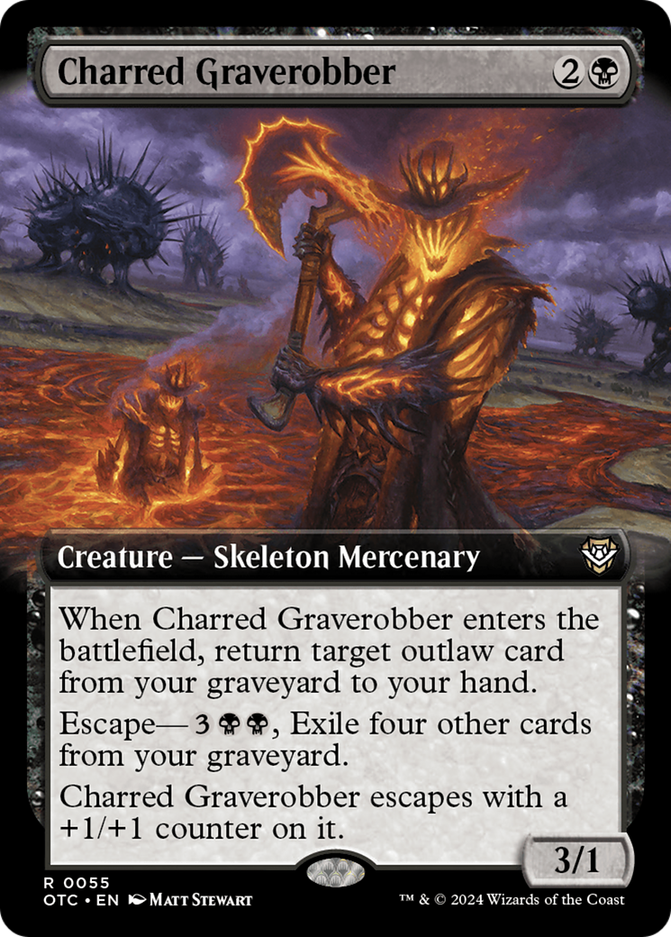 Charred Graverobber (Extended Art) (OTC-055)  - Outlaws of Thunder Junction Commander: (Extended Art)