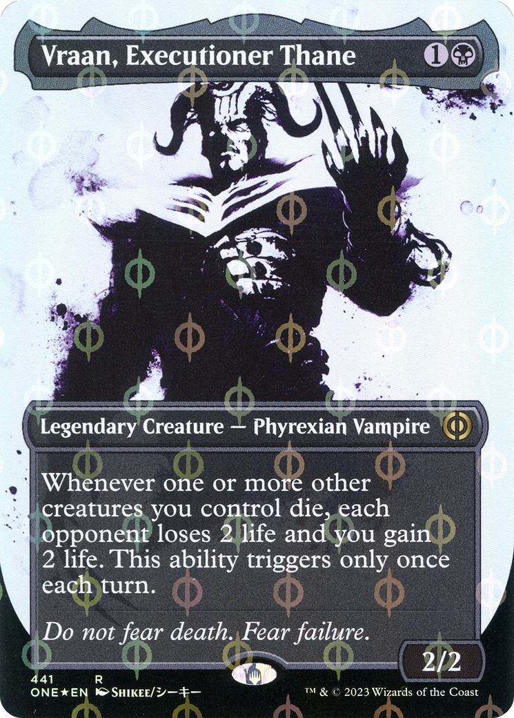 Vraan, Executioner Thane (Showcase) (Step-and-Compleat Foil) (ONE-441)  Foil - Phyrexia: All Will Be One: (Showcase) (Borderless)