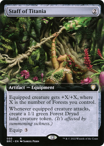 Staff of Titania (Extended Art) (BRC-050)  Foil - The Brothers' War Commander: (Extended Art)