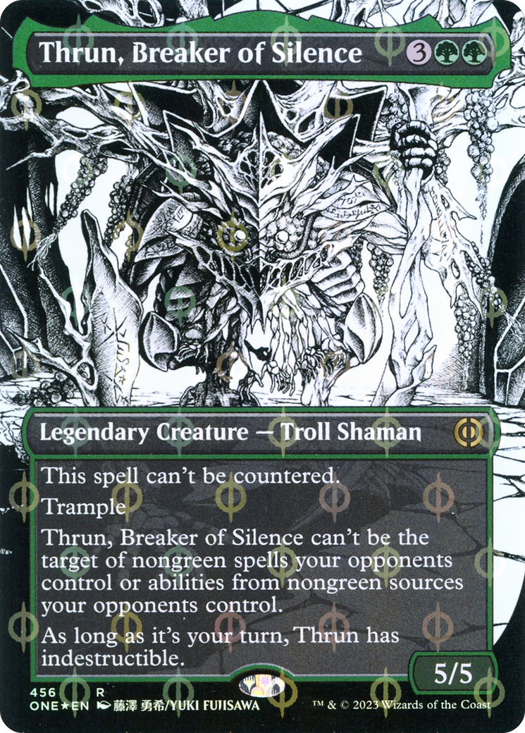 Thrun, Breaker of Silence (Borderless) (Step-and-Compleat Foil) (ONE-456)  Foil - Phyrexia: All Will Be One: (Showcase)