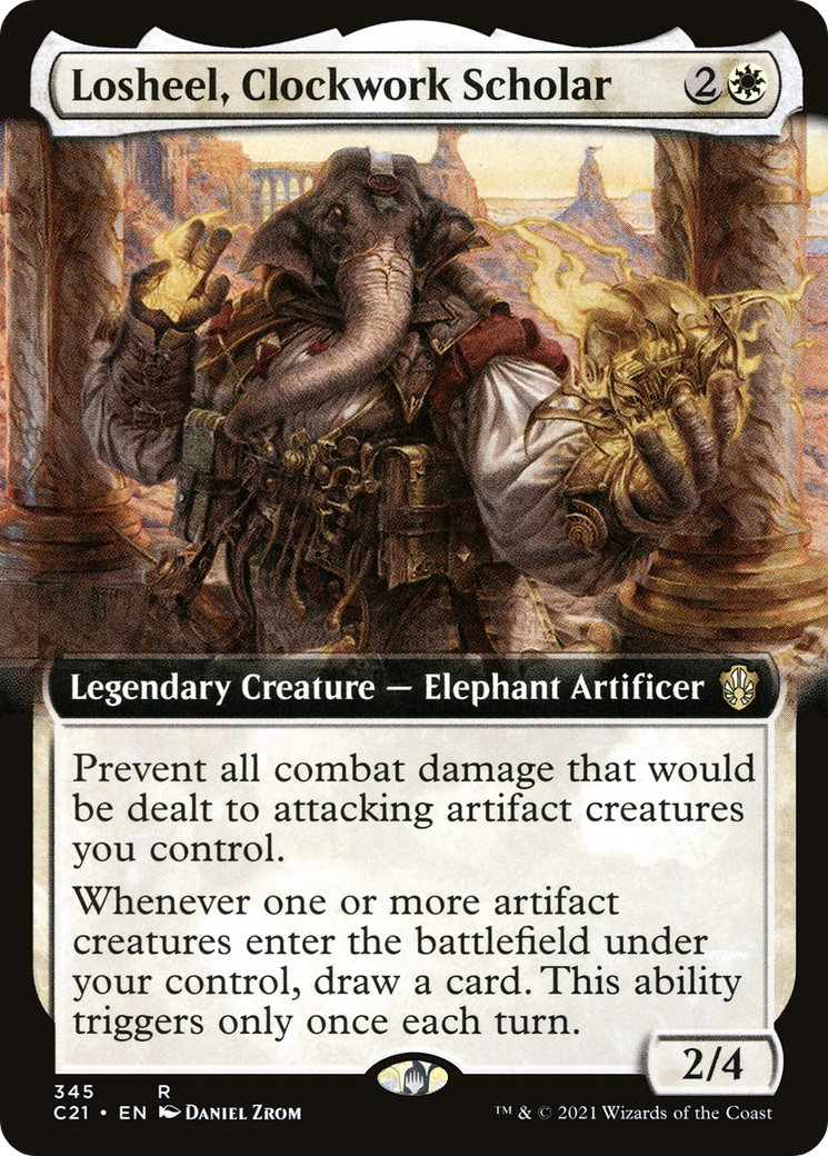 Losheel, Clockwork Scholar (Extended Art) (C21-345)  - Commander 2021: (Extended Art)