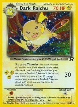 Dark Raichu 083/82  - Unlimited Holofoil Team Rocket - Secret Rare