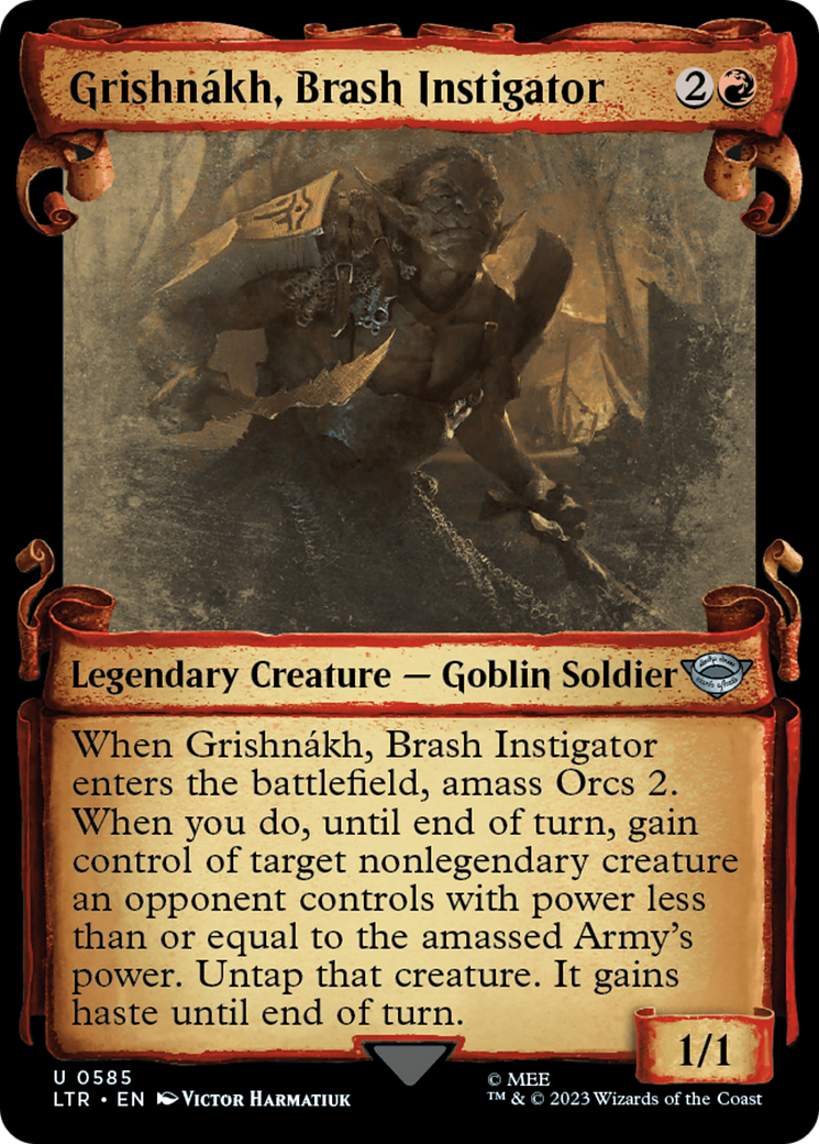 Grishnakh, Brash Instigator (Showcase Scrolls) (LTR-585)  Foil - The Lord of the Rings: Tales of Middle-earth: (Showcase)