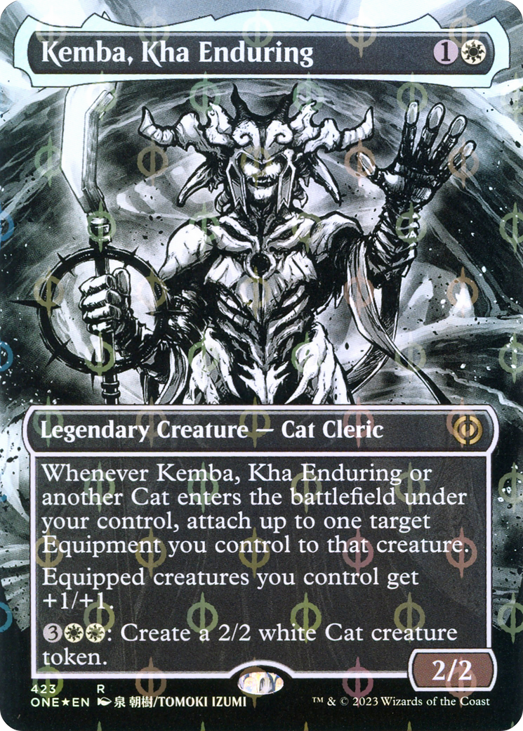 Kemba, Kha Enduring (Borderless) (Step-and-Compleat Foil) (ONE-423)  Foil - Phyrexia: All Will Be One: (Showcase)