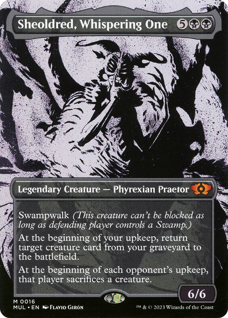 Sheoldred, Whispering One (MUL-016)  Foil - Multiverse Legends: (Showcase) (Borderless)