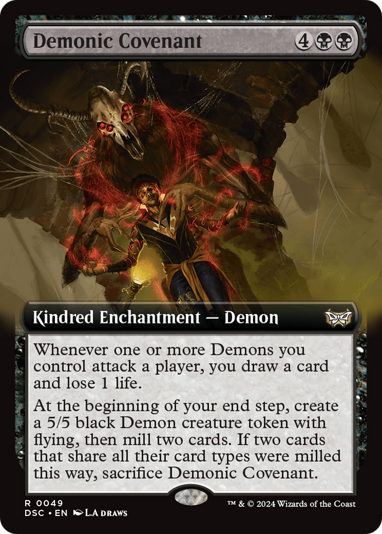Demonic Covenant (Extended Art) (DSC-049)  - Duskmourn: House of Horror Commander: (Extended Art)