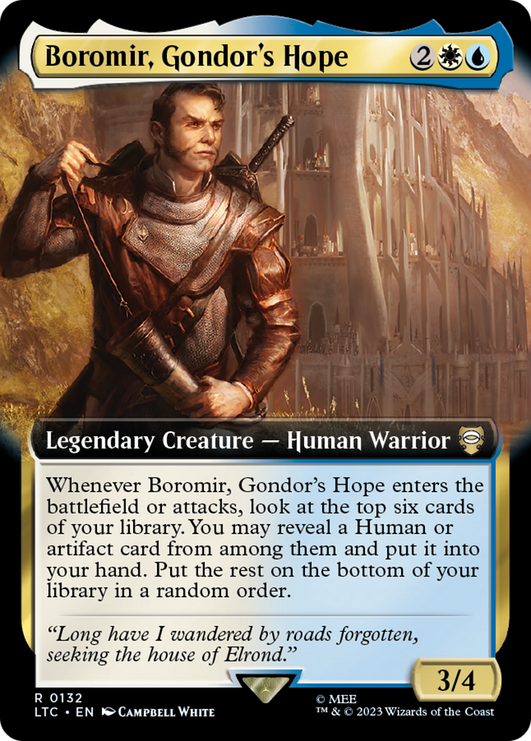 Boromir, Gondor's Hope (Extended Art) (LTC-132)  Foil - Tales of Middle-earth Commander: (Extended Art)