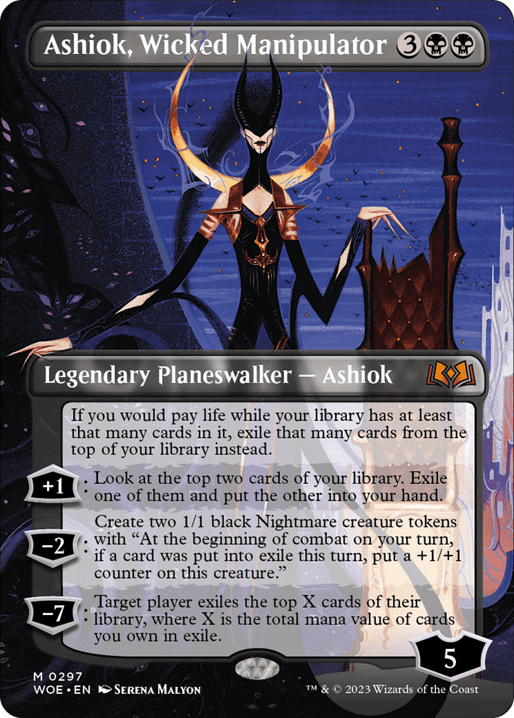 Ashiok, Wicked Manipulator (Borderless) (WOE-297)  Foil - Wilds of Eldraine
