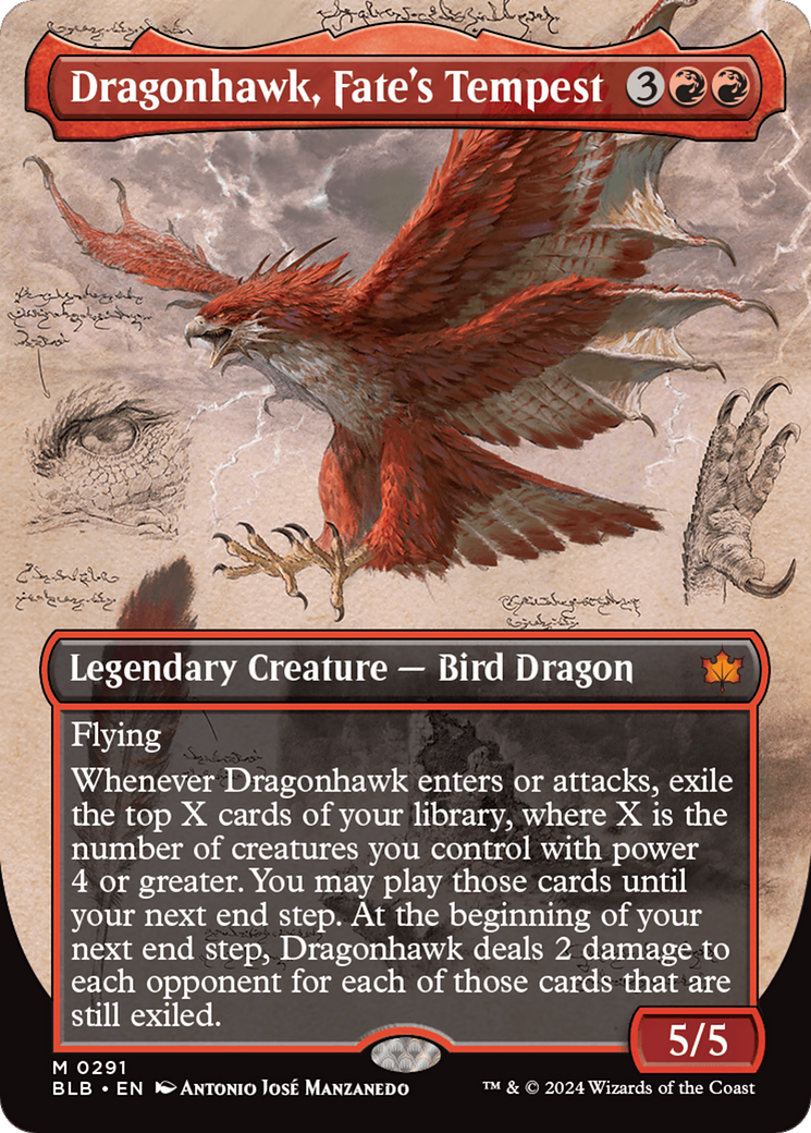 Dragonhawk, Fate's Tempest (Borderless) (BLB-291)  - Bloomburrow: (Showcase)