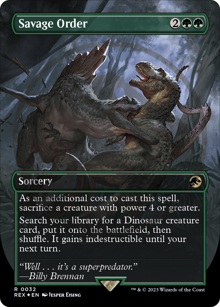 Savage Order (Borderless) (Emblem) (REX-032)  Foil - Jurassic World Collection