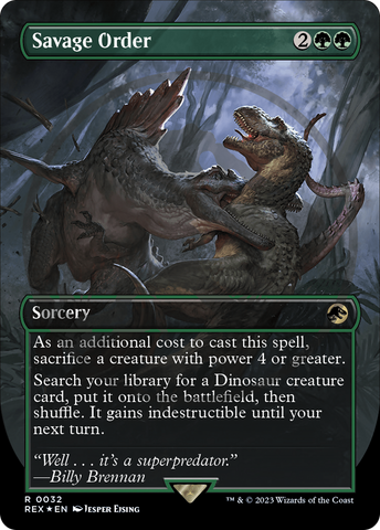 Savage Order (Borderless) (Emblem) (REX-032)  Foil - Jurassic World Collection