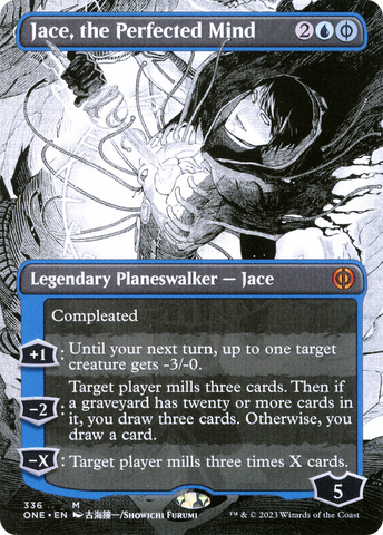 Jace, the Perfected Mind (Borderless) (ONE-336)  Foil - Phyrexia: All Will Be One: (Showcase)