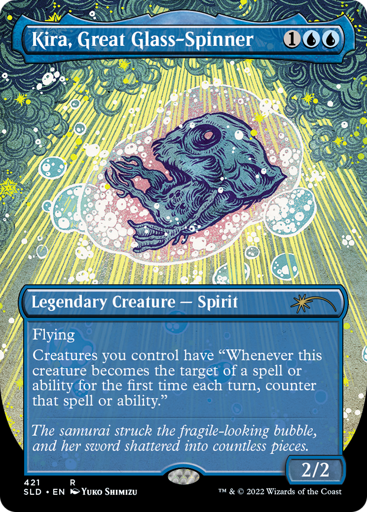 Kira, Great Glass-Spinner (Borderless) (SLD-421)  - Secret Lair Drop