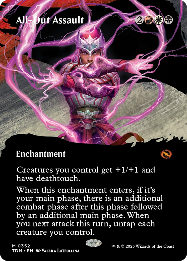 All-Out Assault (Borderless) (TDM-352)  Foil - Tarkir: Dragonstorm: (Showcase, enchantment)