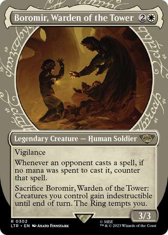Boromir, Warden of the Tower (Showcase) (LTR-302)  Foil - The Lord of the Rings: Tales of Middle-earth: (Showcase) (Borderless)
