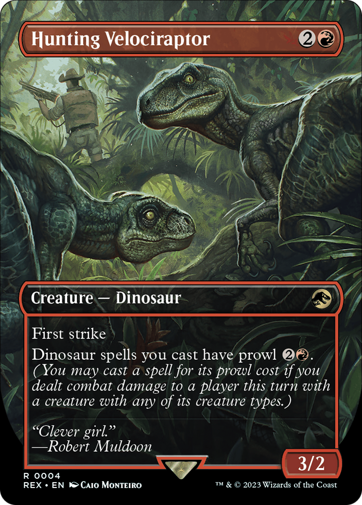 Hunting Velociraptor (Borderless) (REX-004)  Foil - Jurassic World Collection