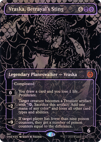 Vraska, Betrayal's Sting (Oil Slick Raised Foil) (ONE-361)  Foil - Phyrexia: All Will Be One (Borderless)