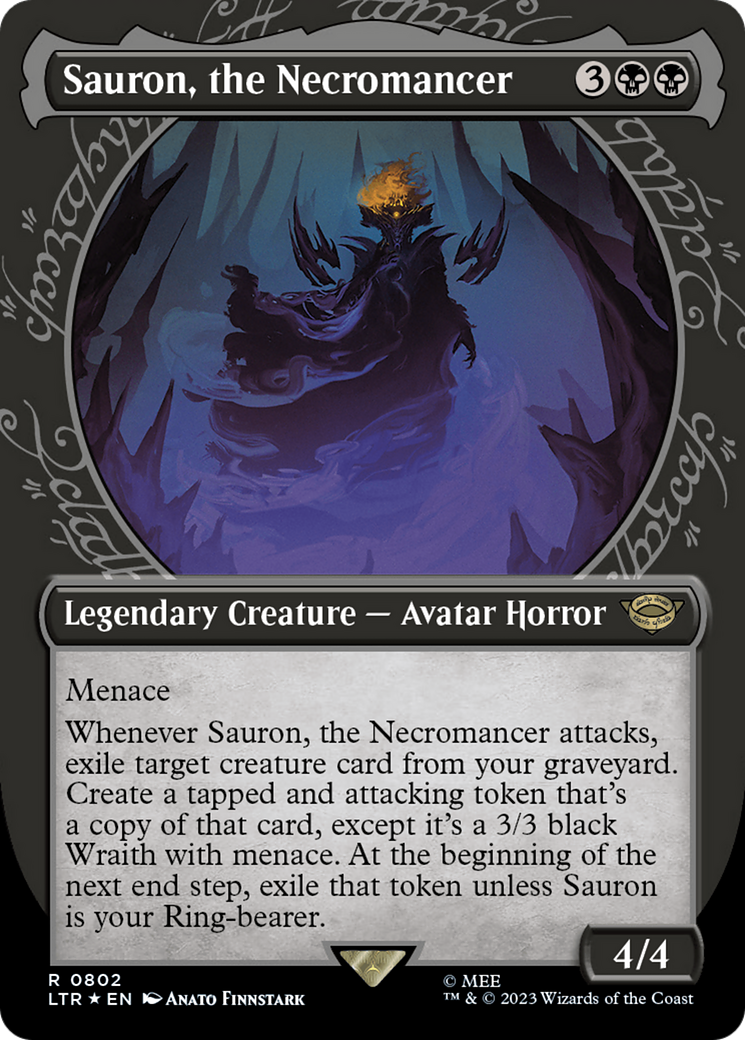 Sauron, the Necromancer (Showcase) (Surge Foil) (LTR-802) - The Lord of the Rings: Tales of Middle-earth: (Showcase) (Borderless) Foil