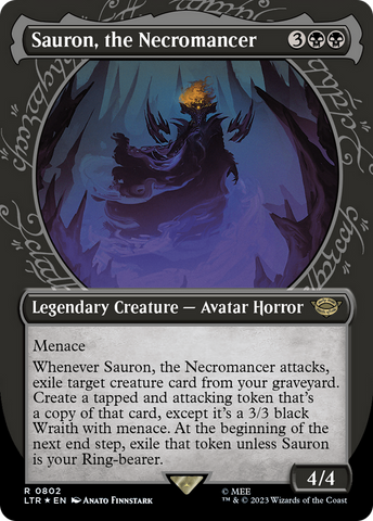 Sauron, the Necromancer (Showcase) (Surge Foil) (LTR-802)  Foil - The Lord of the Rings: Tales of Middle-earth: (Showcase) (Borderless)