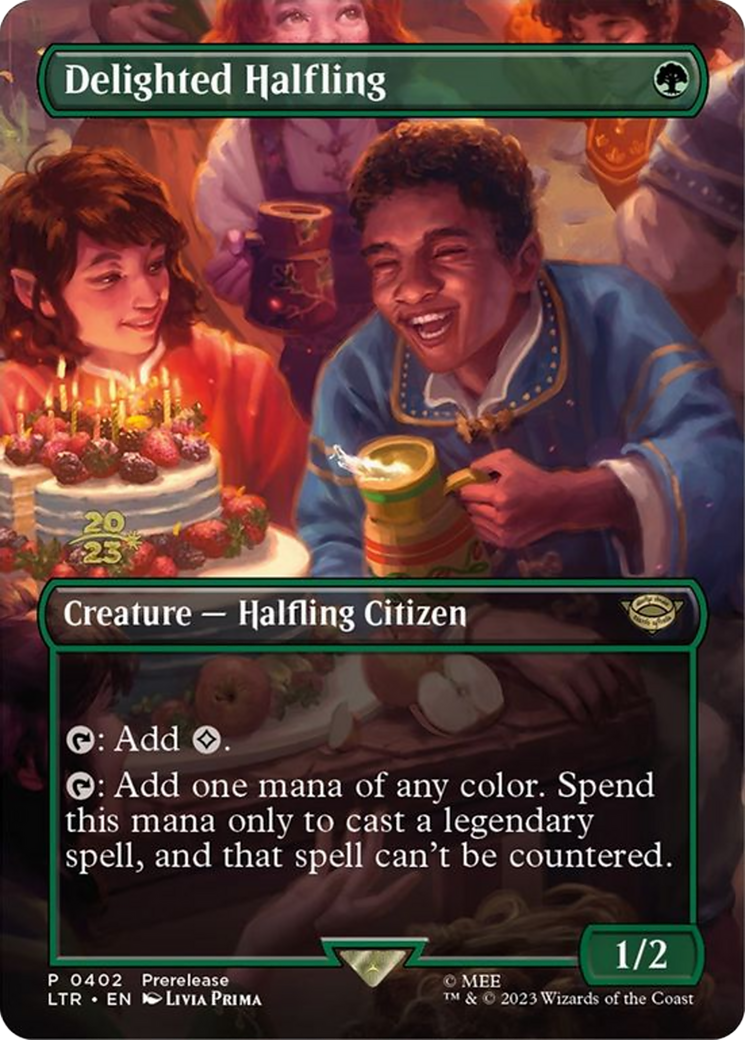 Delighted Halfling (0402) (PRE-402)  Foil - Tales of Middle-earth Promos (Borderless)