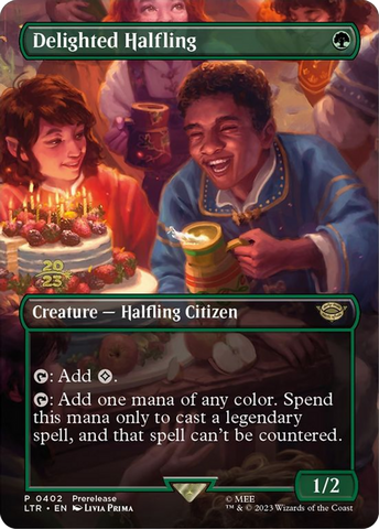 Delighted Halfling (0402) (PRE-402)  Foil - Tales of Middle-earth Promos (Borderless)
