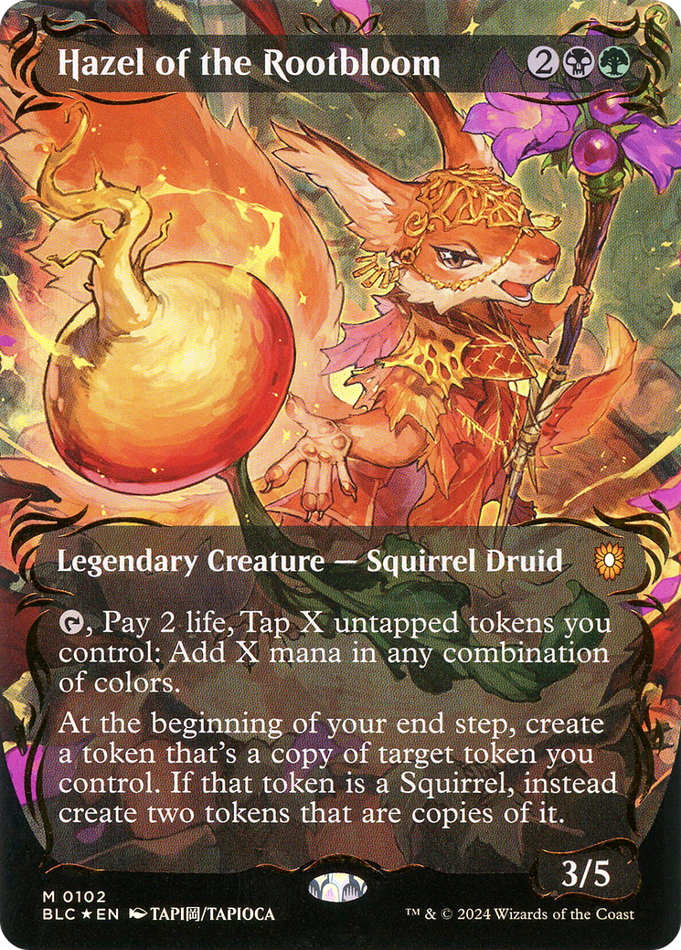 Hazel of the Rootbloom (Borderless) (Raised Foil) (BLC-102)  Foil - Bloomburrow Commander