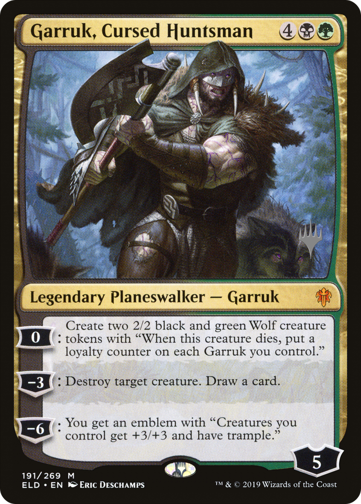 Garruk, Cursed Huntsman (PPELD-191P) - Throne of Eldraine Promos Foil