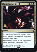 Treacherous Greed (PRE-237)  Foil - Murders at Karlov Manor Promos