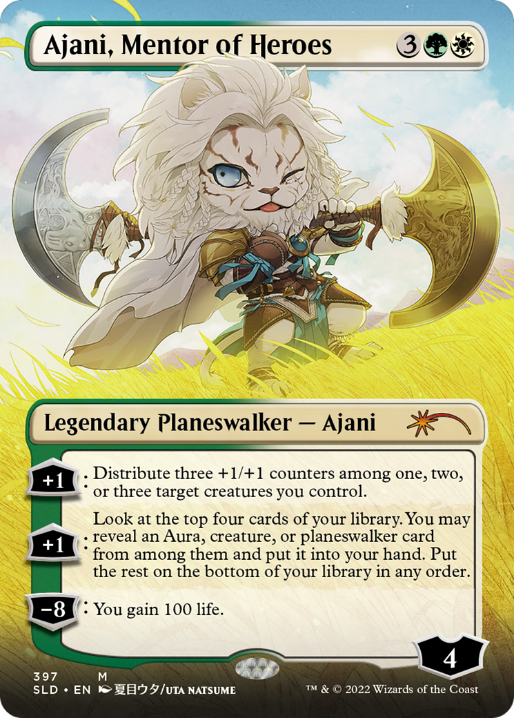 Ajani, Mentor of Heroes (Borderless) (SLD-397)  - Secret Lair Drop