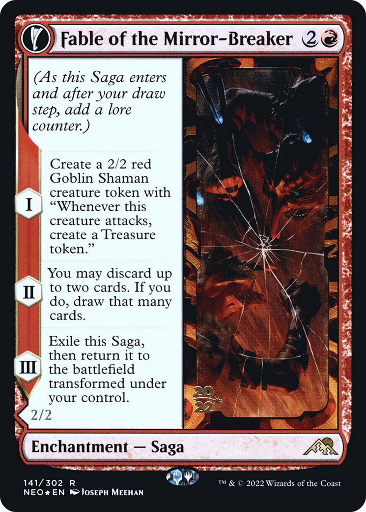 Fable of the Mirror-Breaker (PRE-141S) - Kamigawa: Neon Dynasty Promos: (fandfc, enchantment) Foil