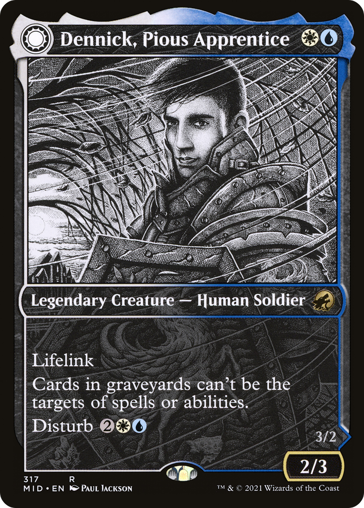 Dennick, Pious Apprentice (Showcase) (MID-317)  - Innistrad: Midnight Hunt: (Showcase, Double Faced Transform)